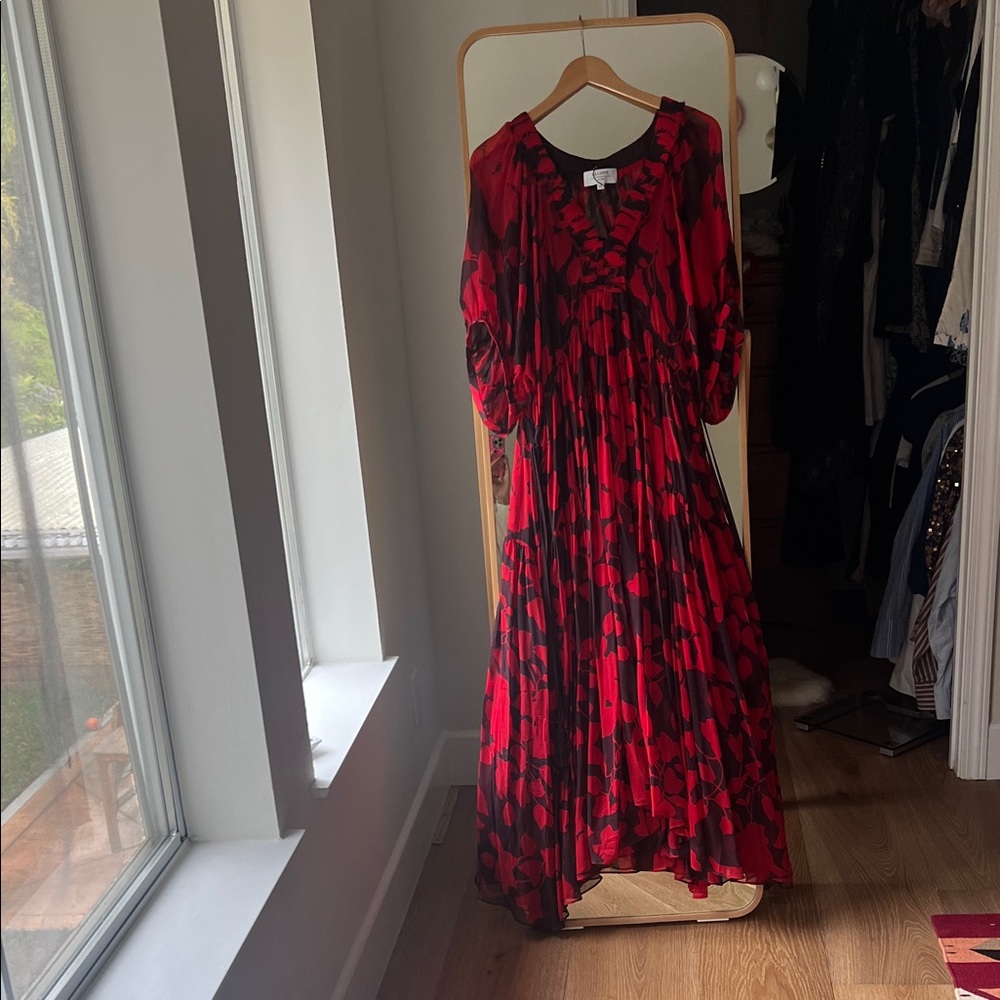La Ligne Red and Black Long Sleeve Dress